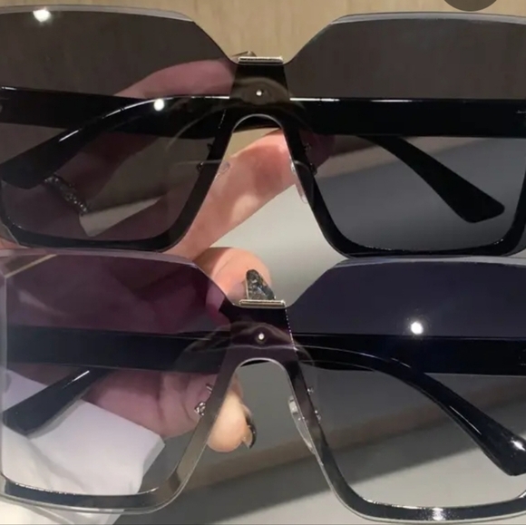 XING YU LADIES RIMLESS OVERSIZED TRENDY FASHION SUNGLASSRS BLACK AND GREY hp🔥🔥 - Picture 2 of 6